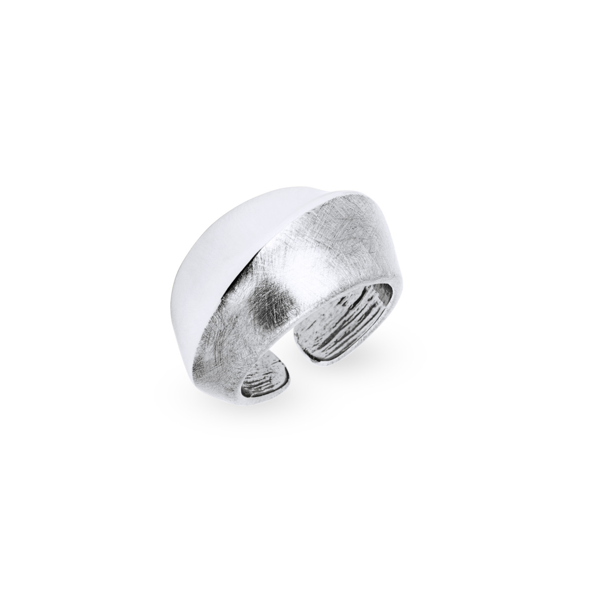 Anillo Volumen Textura Dual Plata - Martínez Joyeros